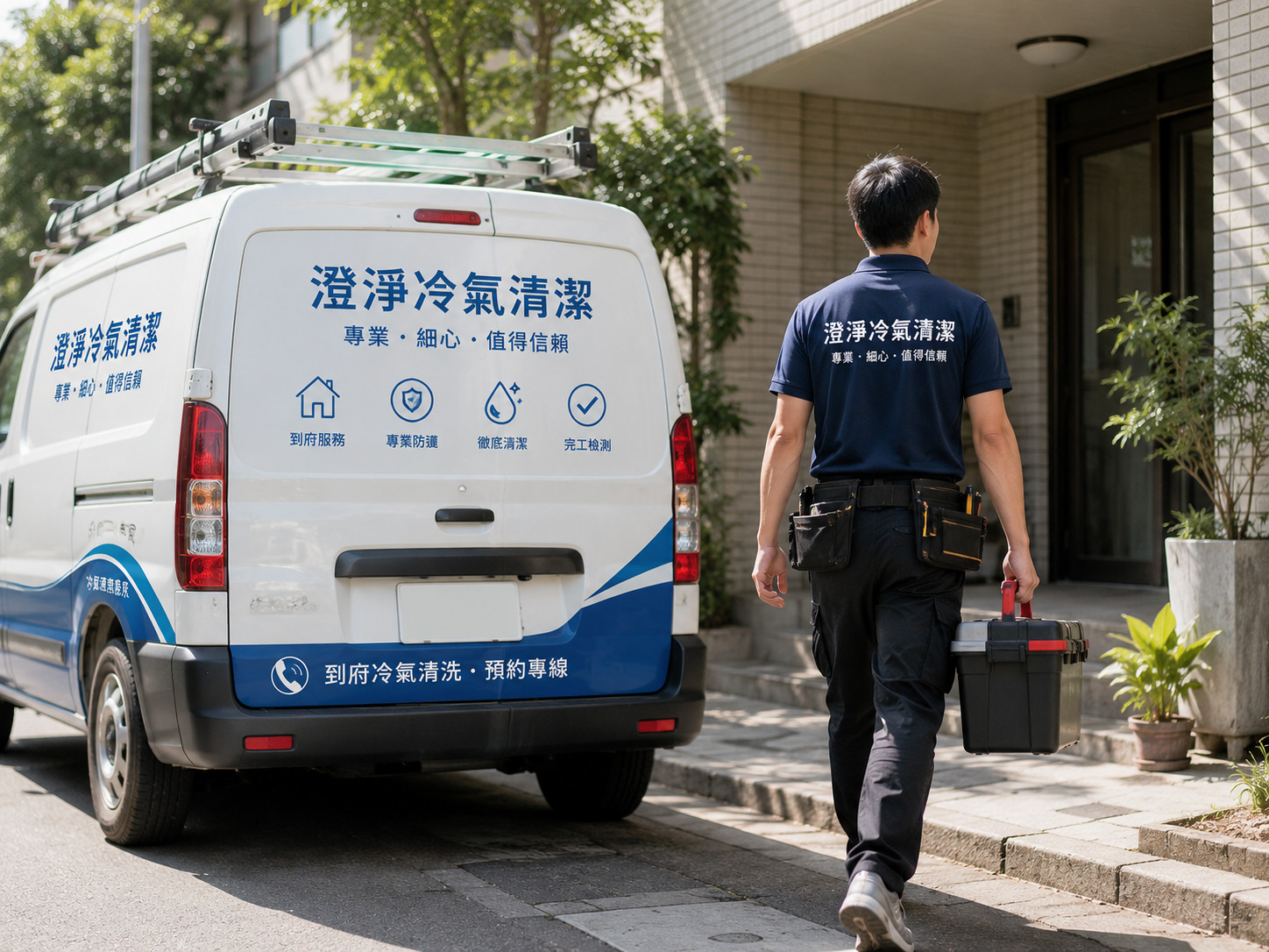 冷氣清洗技師到府服務情境