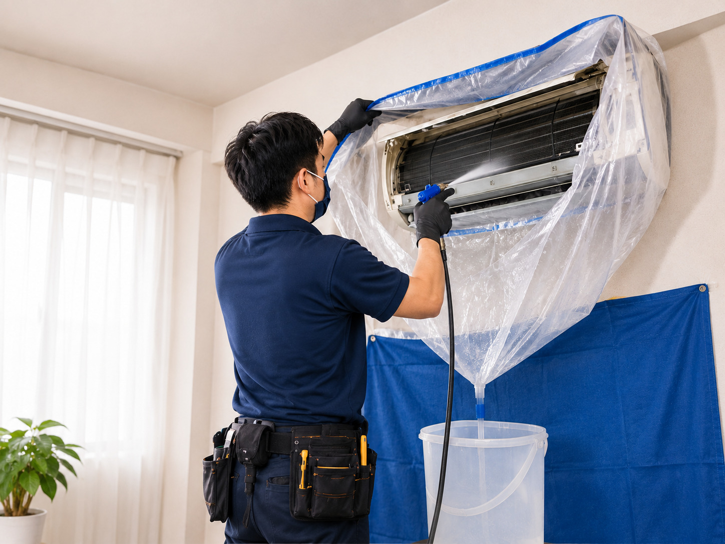 冷氣清洗施工前的現場防護