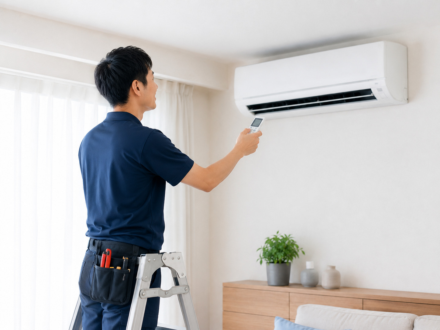 冷氣清洗完成後進行完工測試